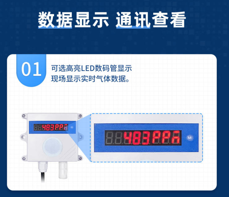 LED數碼管，直接現場顯示氣體數據