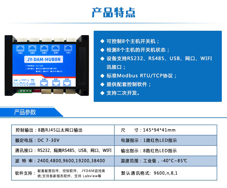 DAM-HUB8N 工業級I/O模塊產品特點