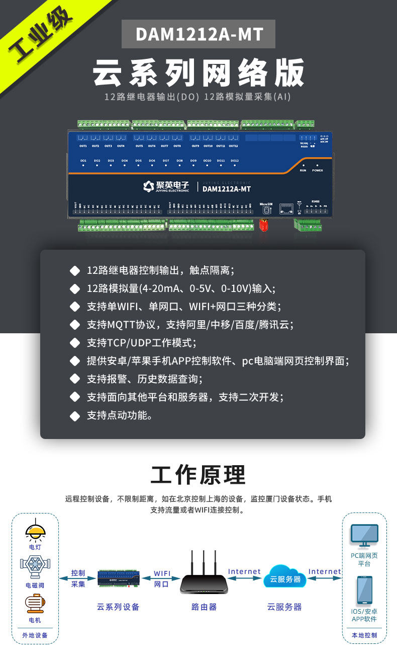 云平臺 DAM1212A-MT 網絡版 遠程智能數采控制器